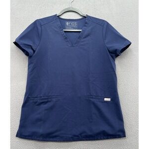FIGS Technical Collection Scrub Top Navy Blue V-Neck Short Sleeve Small